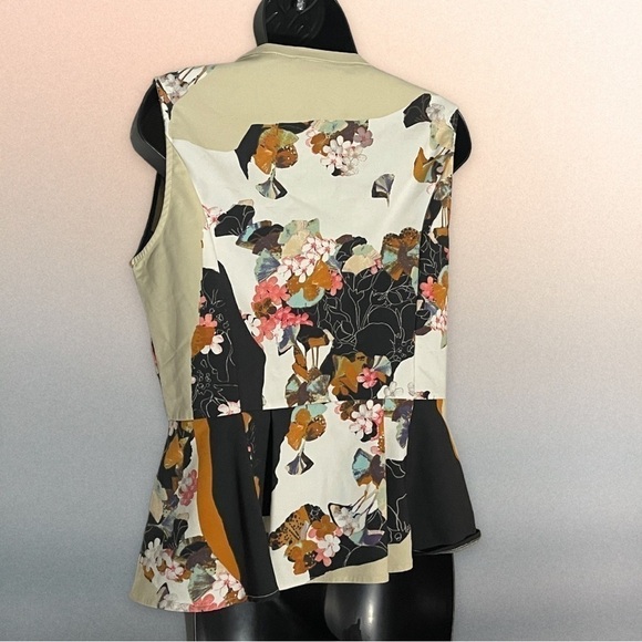 3.1 Phillip Lim for Target Khaki Floral Patchwork Zip Peplum Vest Blouse Medium - Picture 11 of 11